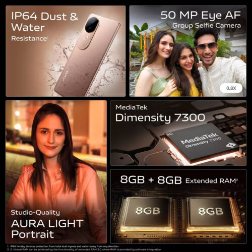 vivo V40e 5G (Bronze 128GB 8GB RAM) 6.77" Dimensity 7300 50MP Global Version. - Picture 4 of 6
