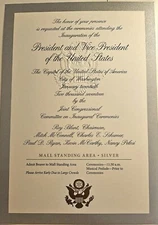Official 2017 President Donald Trump Inauguration Silver Ticket Brand New.