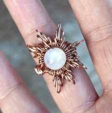 Rainbow Moonstone Star Ring - Any Size - Copper Wire Wrapped Artisan Jewelry