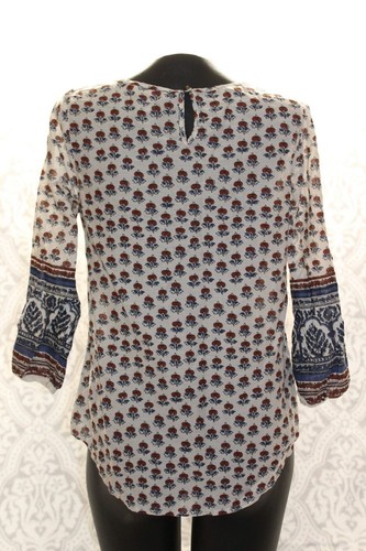 Túnica Lucky Brand para mujer talla pequeña manga 3/4 floral bordada - Imagen 2 de 5