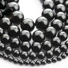 Black agate beads round gems natural stone, 1 strand 4mm 6mm 8mm 10mm 12mm