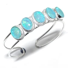 Triplet Opal Gemstone 925 Sterling Silver Jewelry Cuff Bracelet Size 7-8"