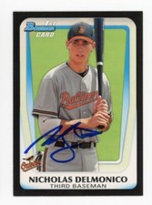 SIGNED BASEBALL CARD AUTO BALTIMORE ORIOLES NICK DELMONICO BOWMAN 2011 #26