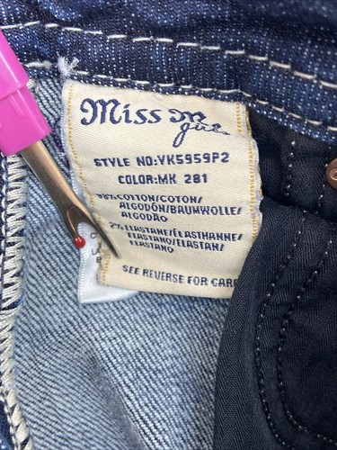 MISS ME Denim Girls Size 14 Blue Capri Rhinestone Stretch Bling - Picture 11 of 12