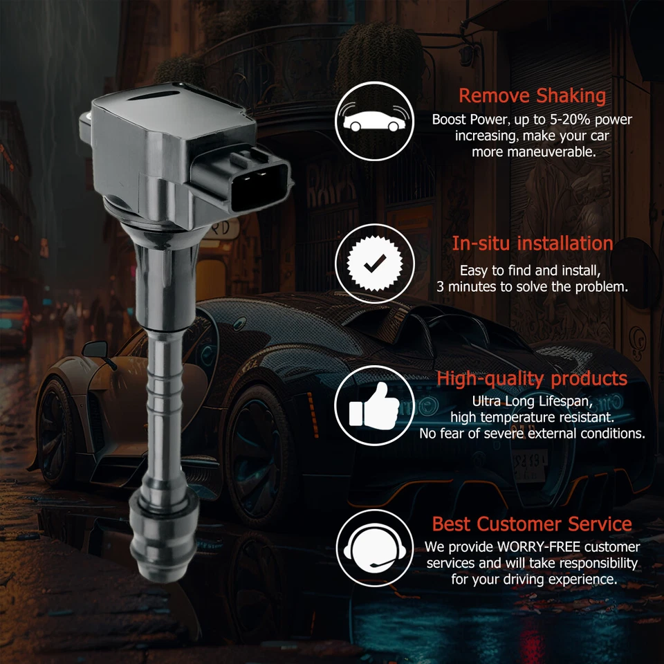 Set Of 4X Ignition Coil+Spark Plug For 2006-2001 Nissan Sentra Almera UF351 Foto 3 de 4