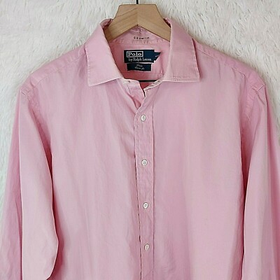 POLO RALPH LAUREN MENS SHIRT LARGE PHILIP CLASSIC FIT PINK SZ 16 1