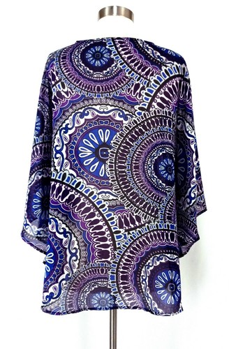 CHICOS CHICO'S Blusa Top Viola Blu Trasparente Paisley Scollo a V Trasparente S/M - Foto 4 di 4