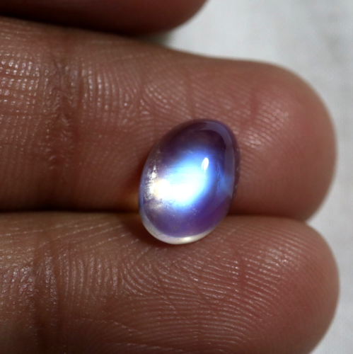 3.5 Cts 10.5x7.6x6 MM Natural Blue Sheen White Rainbow Moonstone Oval Cabochon - Picture 1 of 15