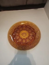 Vintage Indiana Glass Company Amber Glass Tiara Sandwich Deviled Egg Plate