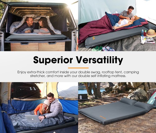 San Hima Self Inflating Mattress 10cm Sleeping Mat Camping Hiking Air Bed Double - Picture 9 of 11