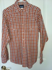 Wrangler Plaid LS Snap Shirt Red/Rust Sz.Small, Excellent Free Ship....