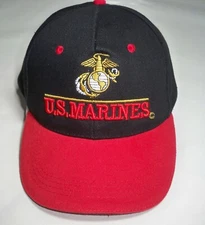USA US Marines Black & Red Adjustable Hat Cap OSFA JWM Wholesale, Inc.
