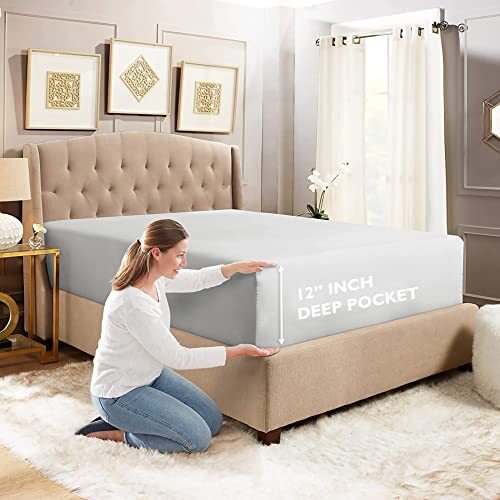 Zipper Fitted Sheet King Size (78X80), 100% Microfiber Fitted Sheet 1 Piece - Picture 7 of 7