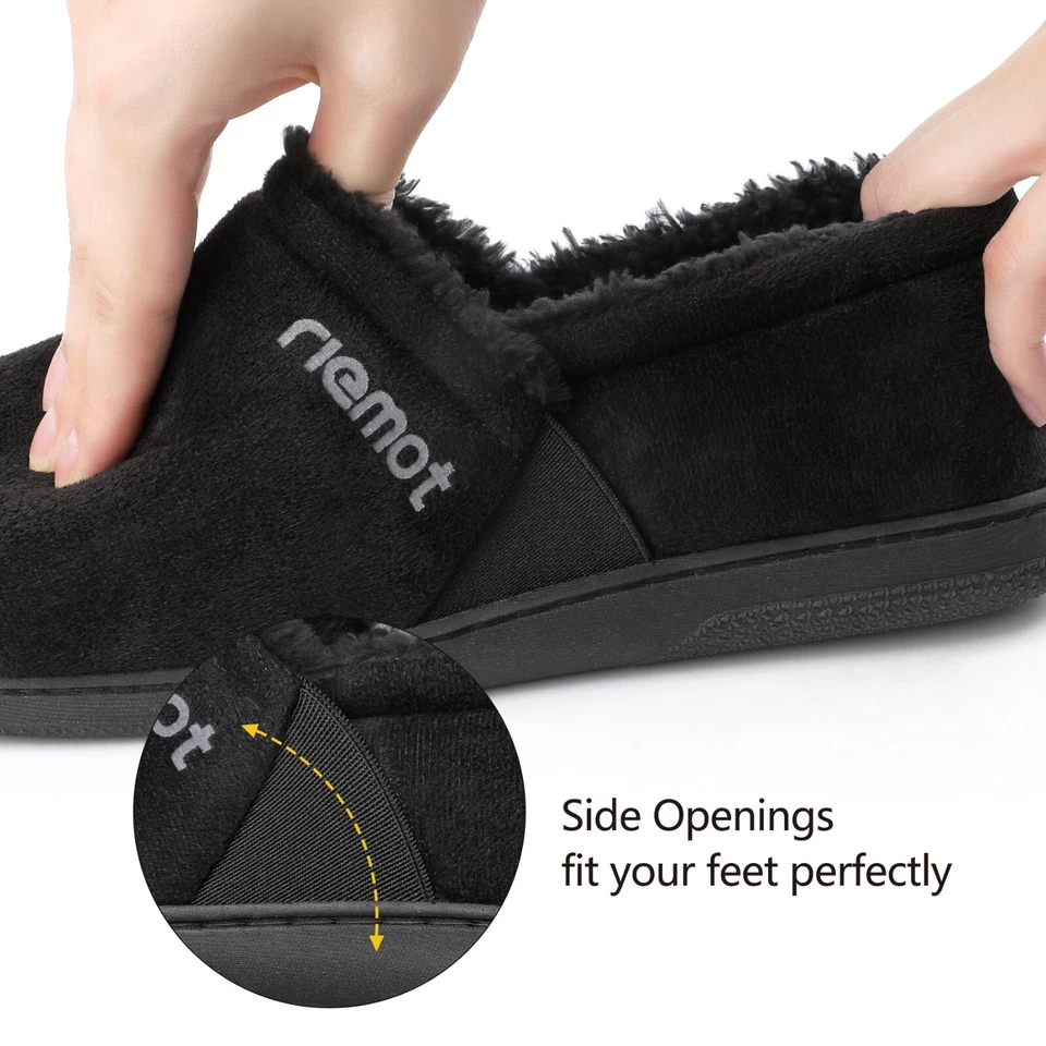 riemot Men's Suede Moccasin Slippers Memory Foam House Shoes Slip On Comfort - Image 4 of 4