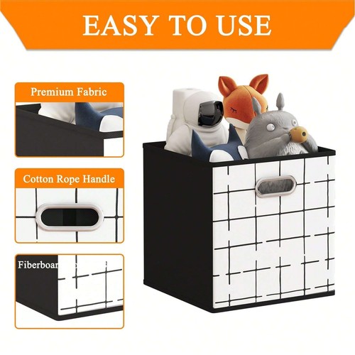 6 Pack Fabric Storage Cubes with Handles, Foldable 11 Inch Cube Storage Box - Picture 7 of 7