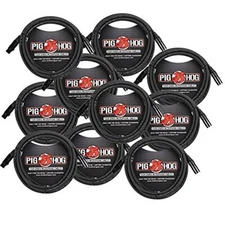 Pig Hog 8mm Mic Cable 10', Straight Audio, XLR 3-Pin - 10 Pack