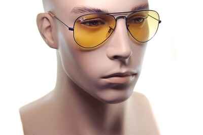 Ray-Ban AVIATOR EVOLVE PHOTOCHROMIC RB3025 90664A 55mm Sonnenbrille SCHWARZ GELB