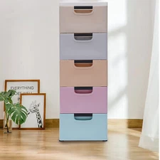 Slim Storage Chest Plastic Narrow Drawers Storage Cabinet 5 Drawer Vertical
