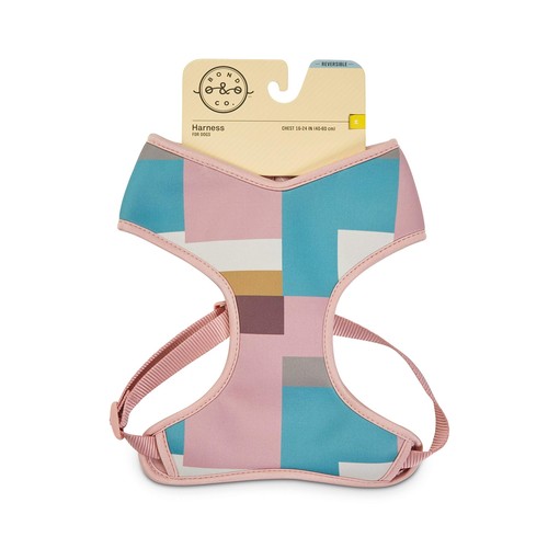 Petco Brand - Bond & Co. Pink & Colorblocked Reversible Dog Harness, Medium - Bild 1 von 7