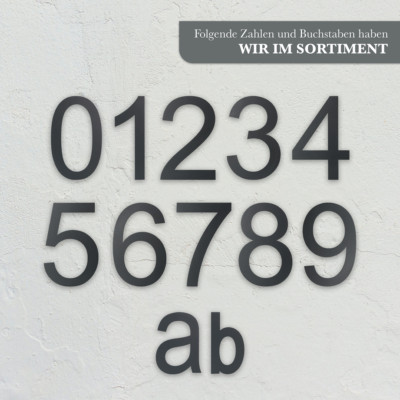 Hausnummer Edelstahl H30cm Arial-2D anthrazit RAL7016  V2A  0 1 2 3 4 5 6 7 8 9 