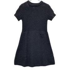 CHANEL Sports Line 09A P36613K02248 CC Logos S/S Knit Dress dress 38 Navy