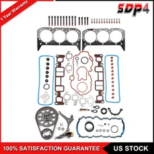 Full Gasket Set Timing Chain Kit Head Bolts For 99-05 Chevrolet Isuzu GMC 4.3L