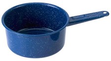 Lot of 3 GSI Outdoors Enamelware Mugs  Saucepan Speckle Blue White