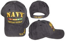US Navy Vietnam Veteran Ribbon Grey Gray Cotton Embroidered Cap Hat - Licensed