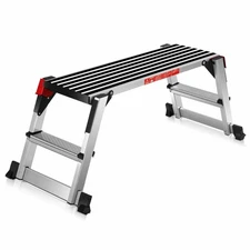 Aluminum Step Stool Folding Bench Work Platform Non-slip Drywall Ladder 330lbs