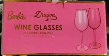 RARE🔥Dragon Glassware x Barbie Wine Glasses - 17.5 oz PINK & MAGENTA BARBIE 🔥