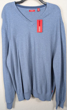 IZOD Men's Long Sleeve V Neck Sweater 100 Cotton Long Sleeve Blue Size 2XL NWT