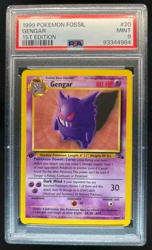 1999 Pokemon Fossil 1st Edition Gengar #20/62 PSA 9