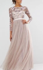 Needle & Thread ballerina gown tulle 3D flowers beaded sequins dress chiffon