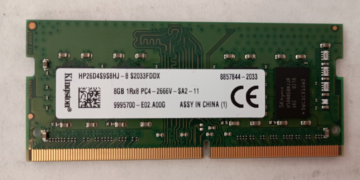 Kingston 8gb 1rx8 Pc4-2666v-sa2-11 Laptop RAM Memory Hp26d4s9s8hj