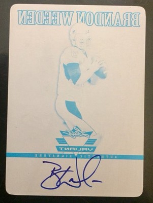 2012 Valiant Brandon Weeden Autograph Printing Plate Black RC 1/1 OSU Browns