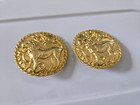 Vintage Les Bernard Lion Clip on Earrings - Large Round Designer Earrings Lions — photo 5