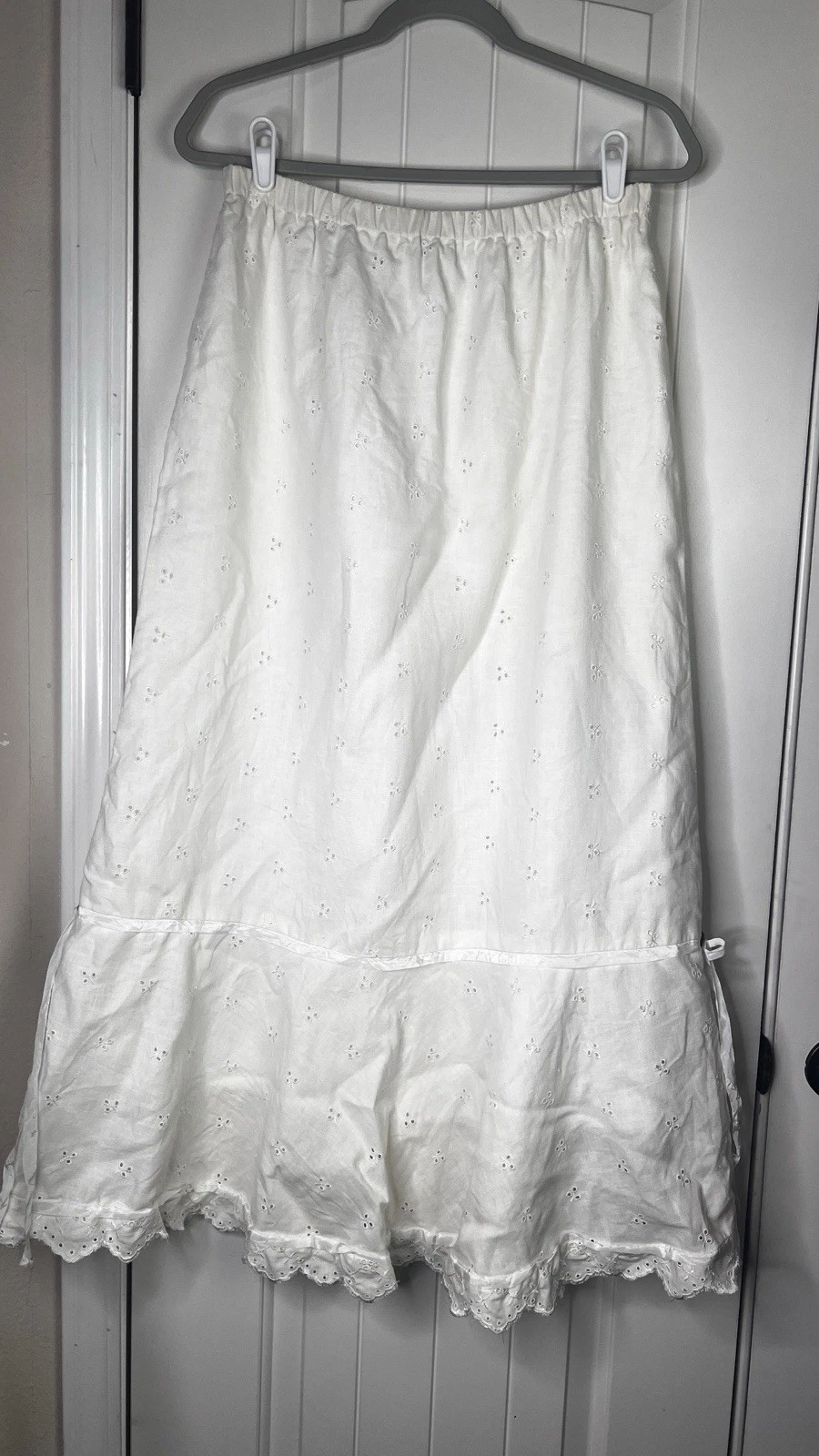 Cottage Clothing Inc Women’s Ivory Linen Eyelet Skirt Cottagecore Fairy Sz L
