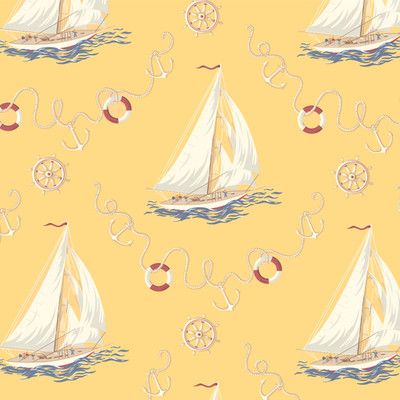 Ralph Lauren Nautical Sailboat Wallpaper Roll Yellow Blue Prepasted
