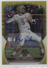 2022 Bowman U Chrome Prospect Yellow Refractor 2/75 Phil Jurkovec #35 Auto 1by6
