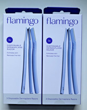  2 Packs Flamingo Disposable Dermaplane Razors Count 6 Total 