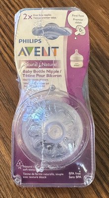 NEW Philips Avent Natural Nipple First Flow 0 m + Baby Bottle Nipples 4 PACK