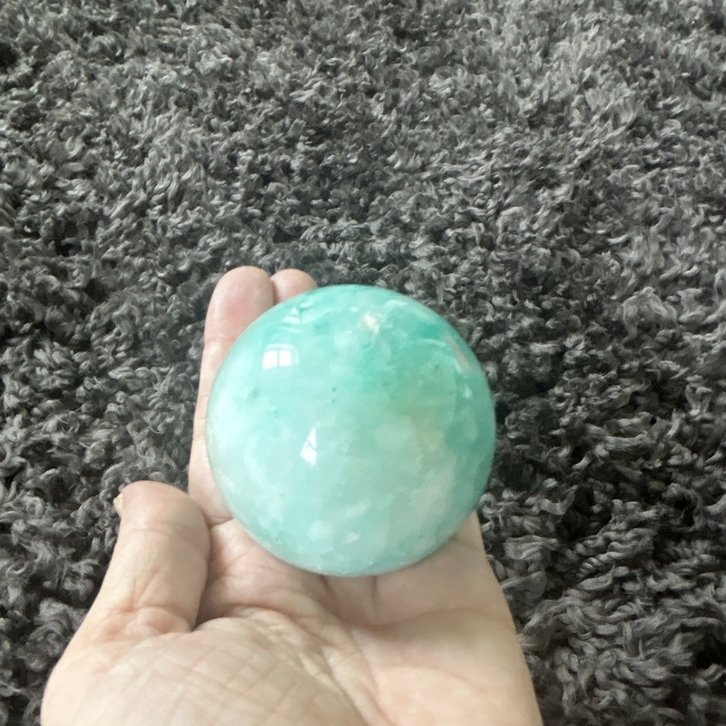 Polished Green Crystal Healing Sphere Stone Ball, Polished Green Crystal