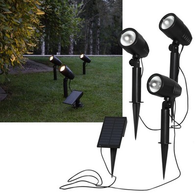 3er Set premium LED Solar-Leuchte Strahler je 75lm Solarspot Garten Leuchte Spot