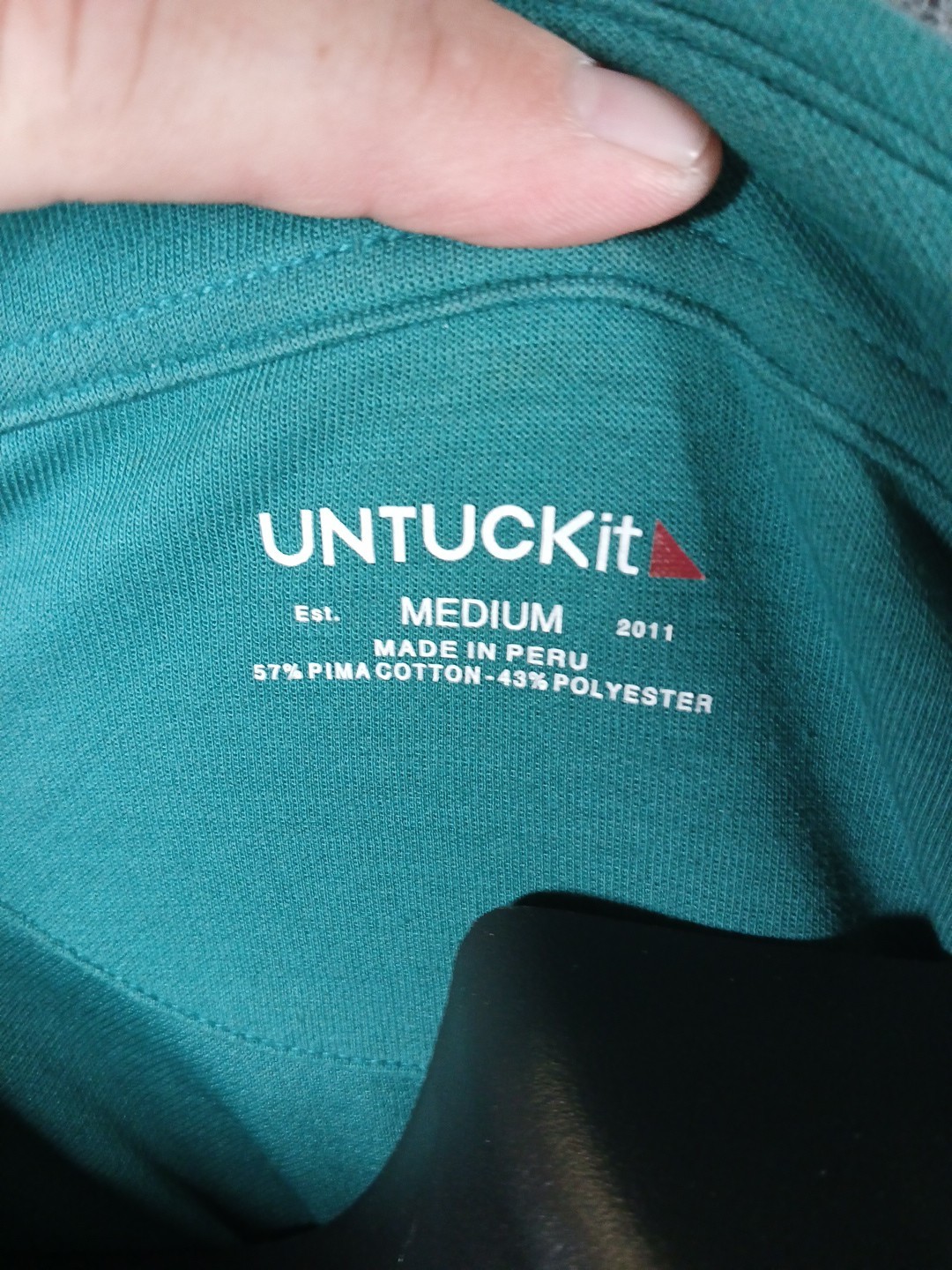 Untuckit Men's Medium Solid Green Stretch Knit Po… - image 4