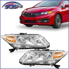 Pair Headlight Chrome Left & Right Without Bulbs For 12-15 Honda Civic
