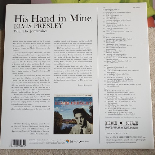 ELVIS PRESLEY "HIS HAND IN MINE" 2011 RARE FTD VINLY 2LP W HYPE. LONG DELETED. - Picture 5 of 17