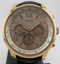 Guess Steel Men's Rose Gold-Tone Case Chronograph Watch - U0380G4 - New Battery