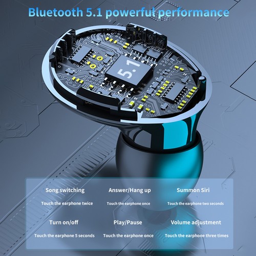 ` Bezprzewodowe słuchawki douszne BT Sterowanie dotykowe Noise Cancelling Stereo Sport Słuchawki douszne - Zdjęcie 9 z 19
