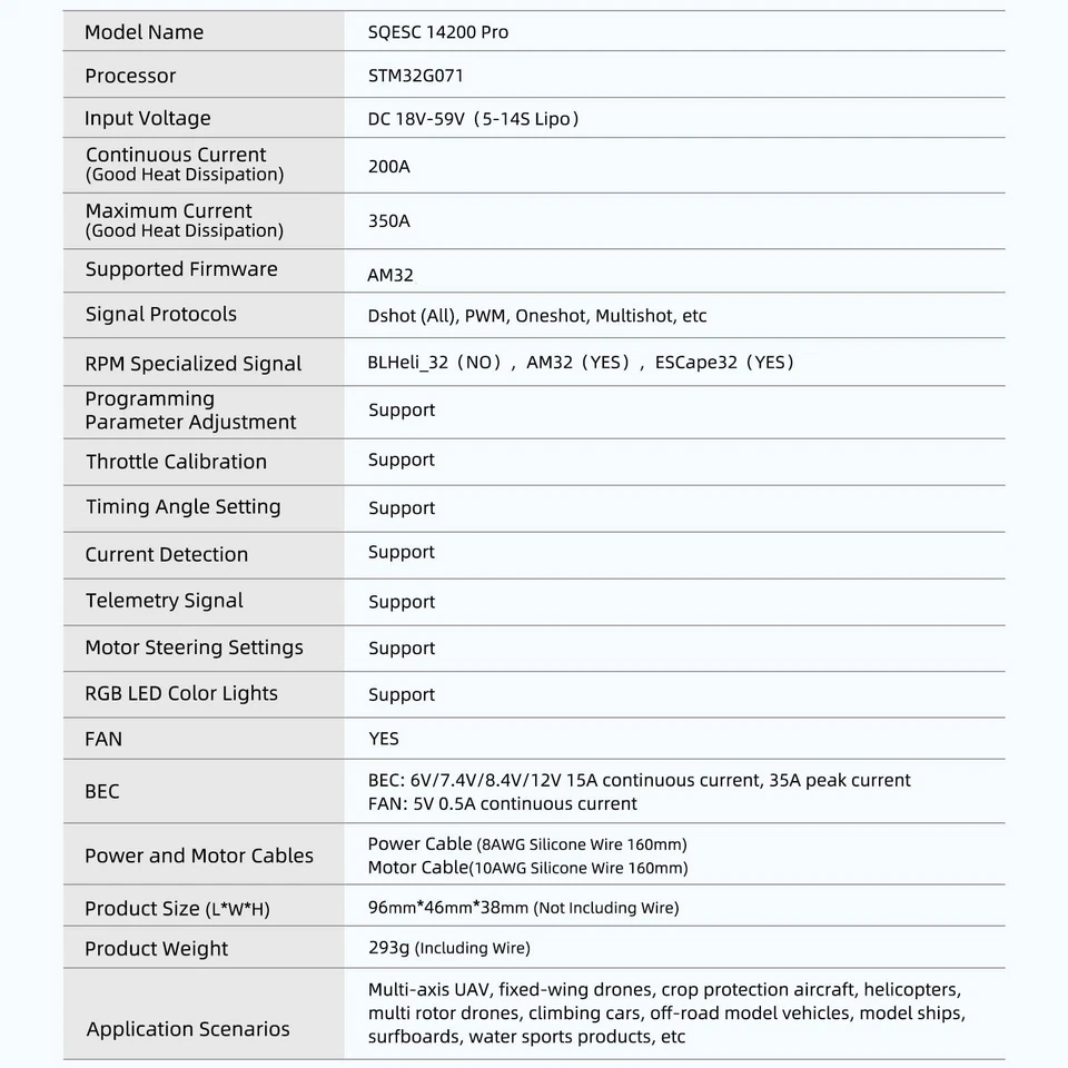 200A Brushless ESC 5-14S Lipo Electric Speed Controller with 12V 15A BEC and ... - Image 2 of 4