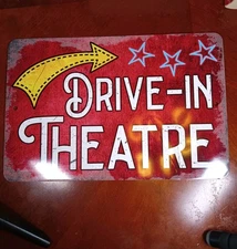 Retro Metal Sign DRIVE IN THEATER movie cinema motion picture film 